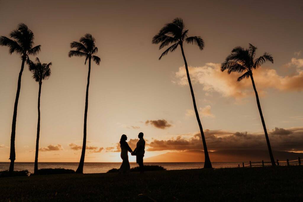 couple portraits at sunset during a maui family photoshoot