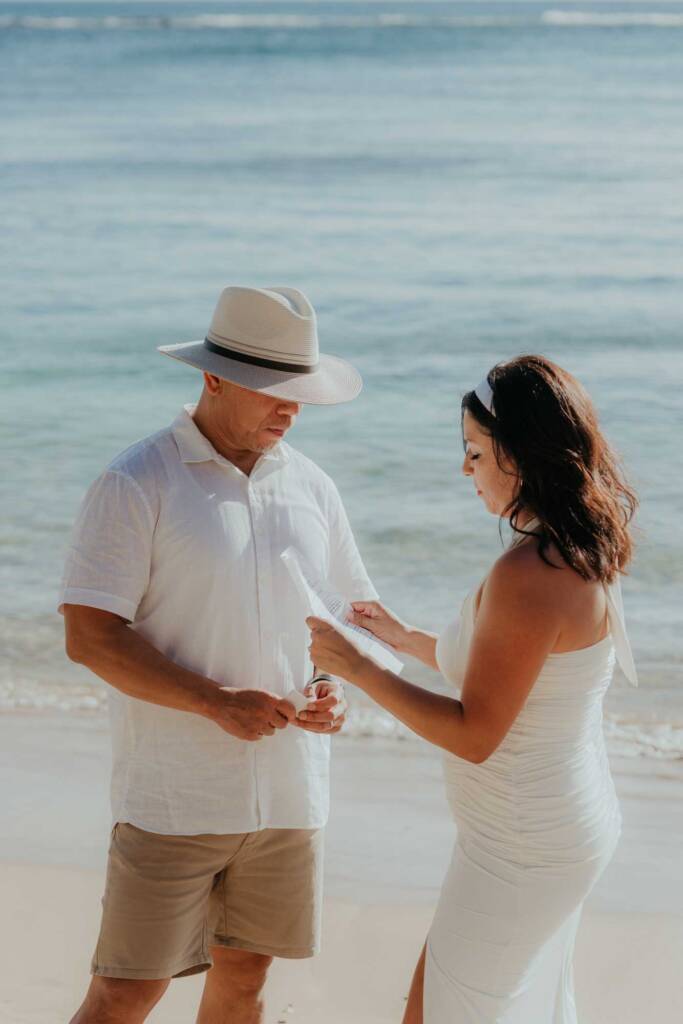 couple saying their vows during their maui vow renewal